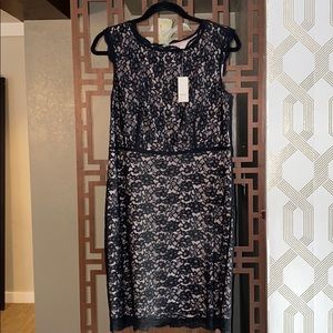 LOFT black and nude lace dress